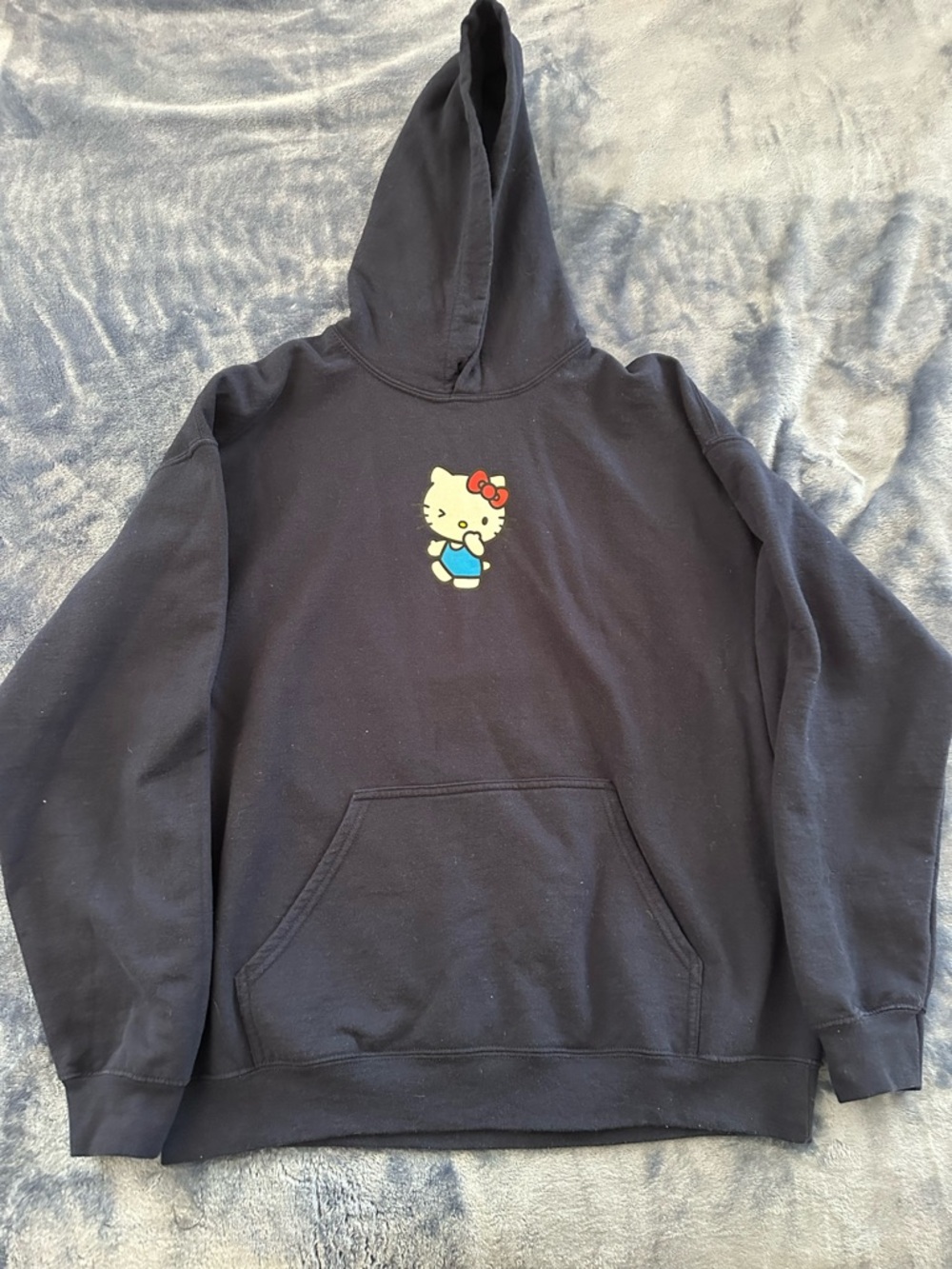 Hello Kitty Black Hoodie with Red Bow and Blue Outfit